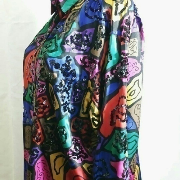 Vintage Oleg Cassini Abstract Sequins Shirt - Picture 2 of 6